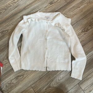 Francesca's Collections Cream Ruffled Cardigan